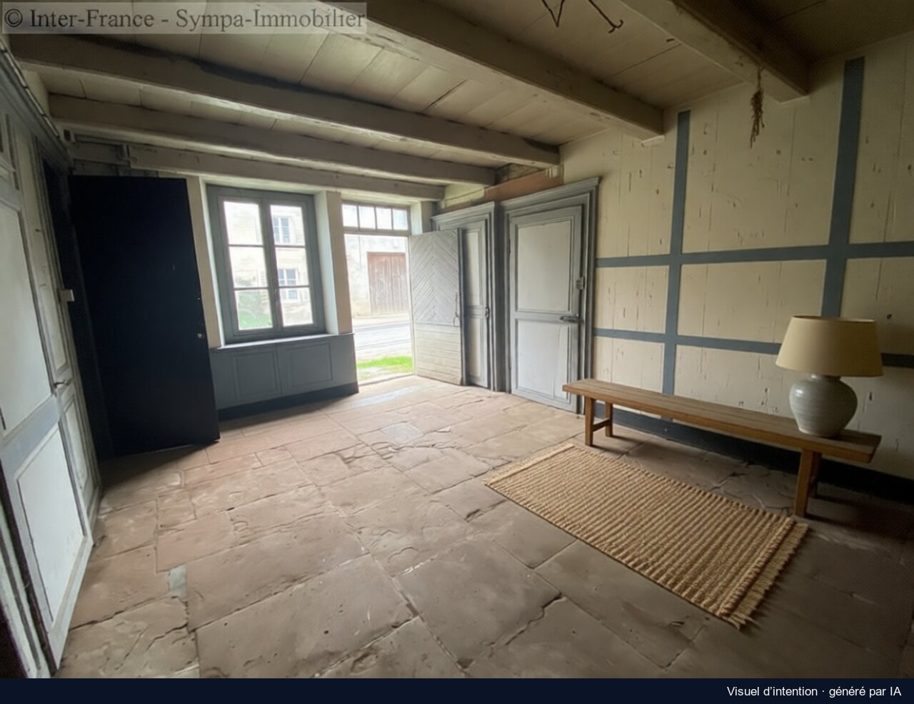 La pièce d’entrée, Ainvelle : proposition de rénovation, image générée