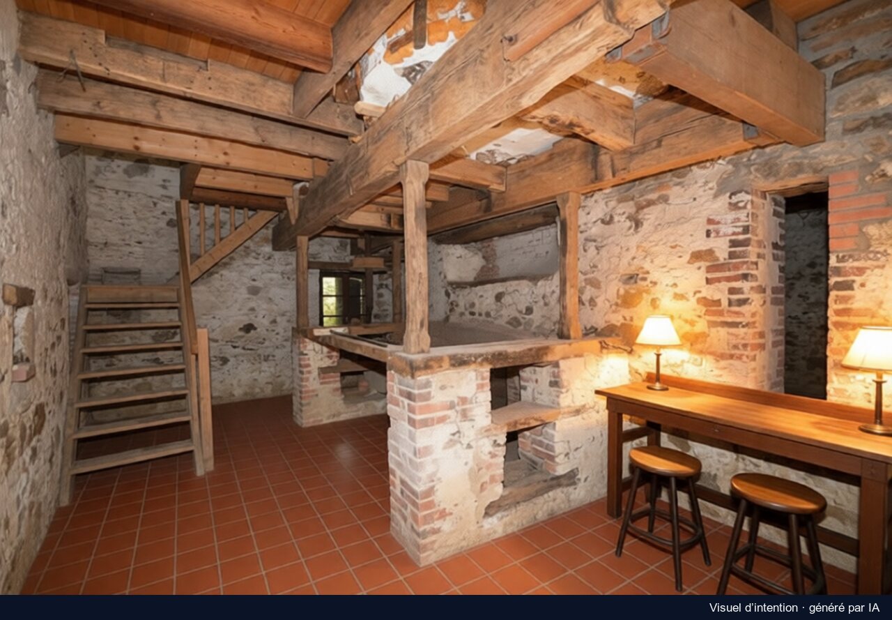 La pièce de l’escalier, Sainte-Cécile : proposition de rénovation, image générée