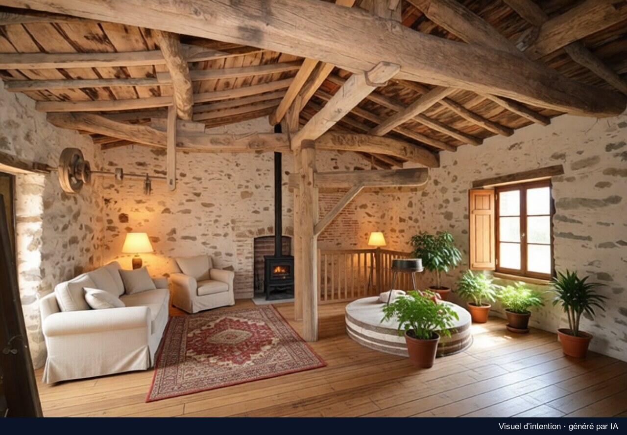 La salle des meules, Sainte-Cécile : proposition de rénovation, image générée
