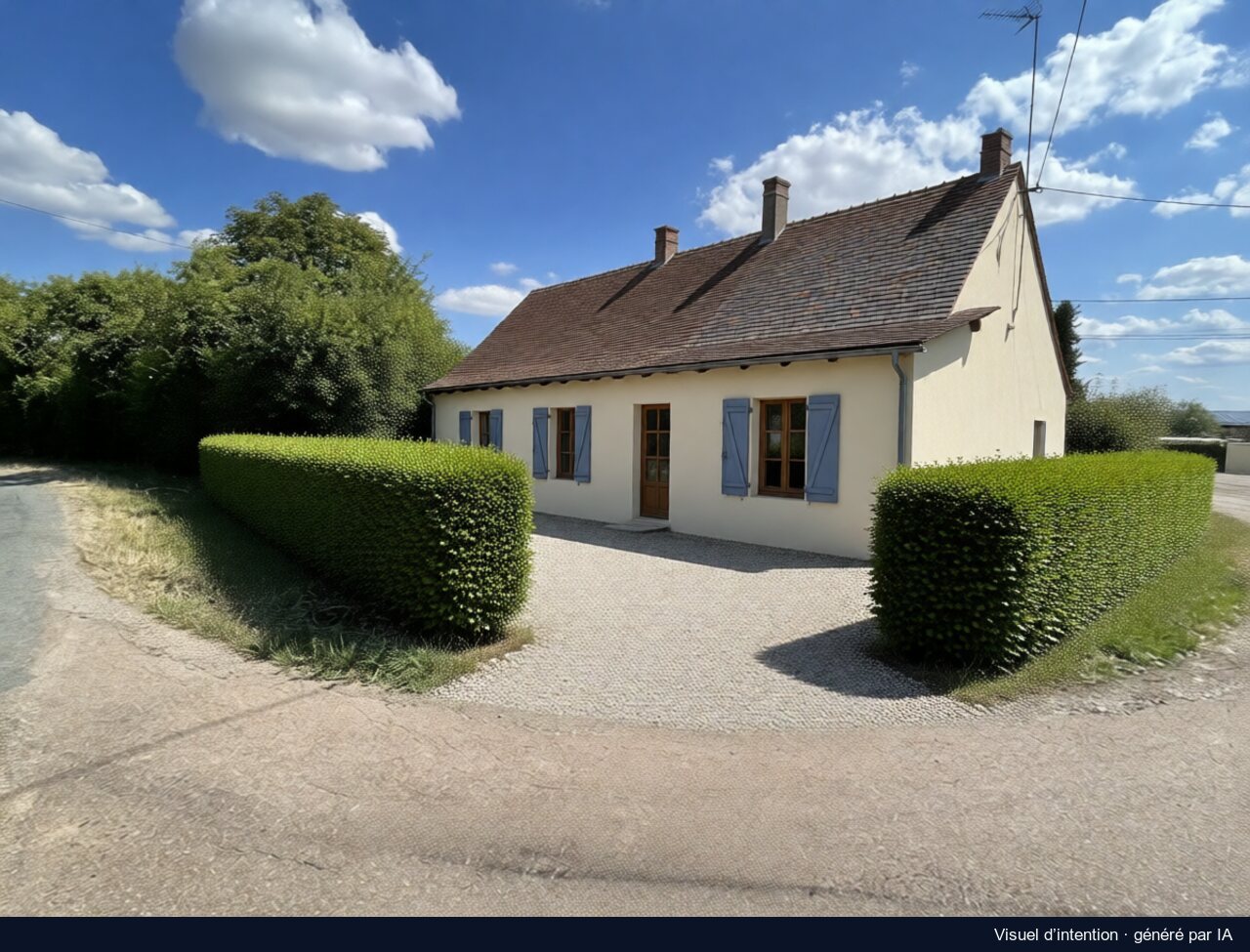 La maison aux deux cheminées, Lainsecq : proposition de rénovation, image générée