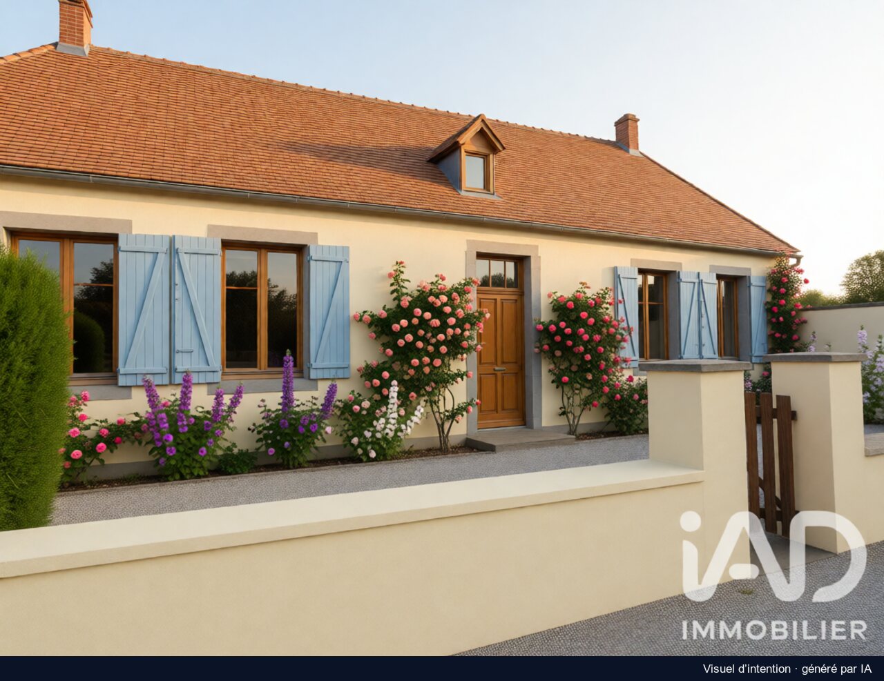 La façade et la cour, Savilly : proposition de rénovation, image générée