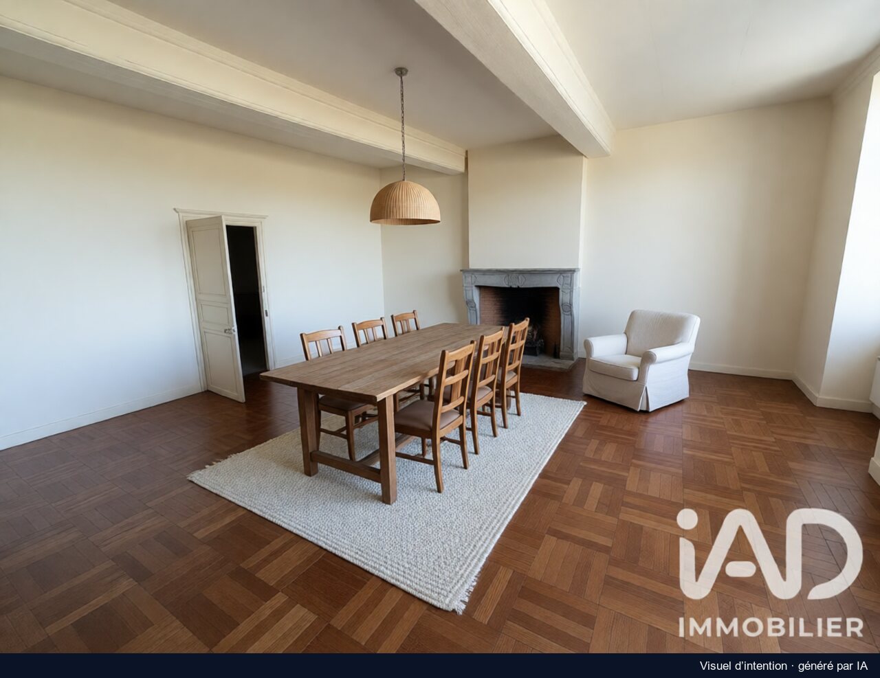 La grande pièce au parquet, Savilly : proposition de rénovation, image générée
