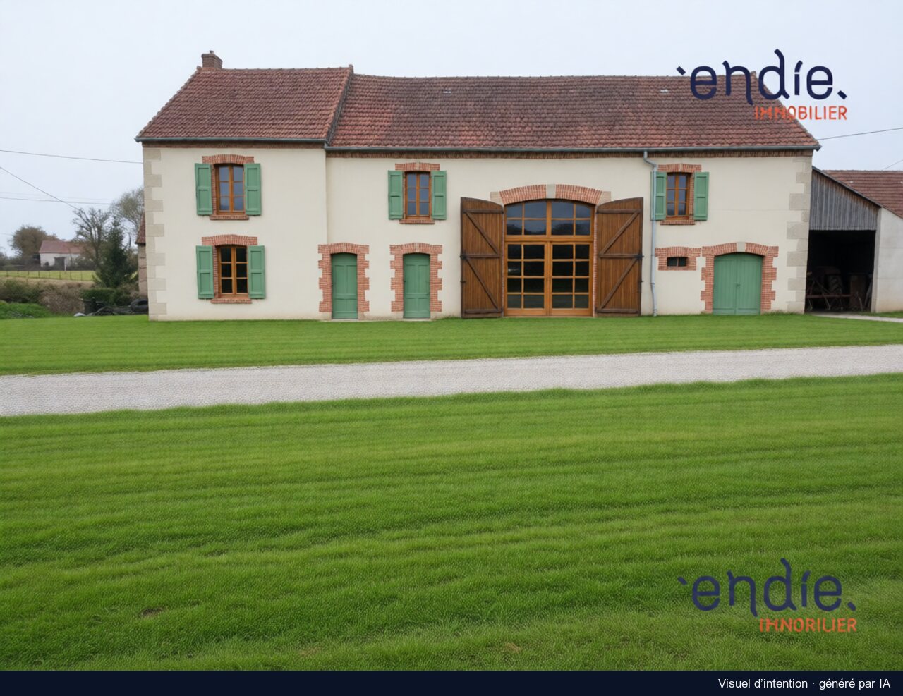 La fermette et sa grange, Parsac : proposition de rénovation, image générée