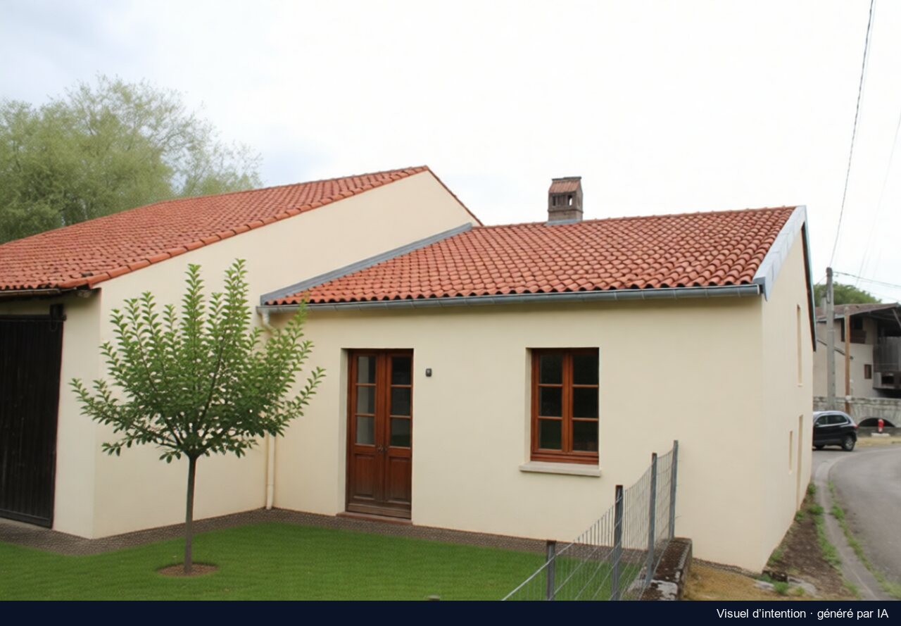 Le pignon, côté jardin, Gémonville : proposition de rénovation, image générée